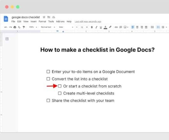 google doc checklist
